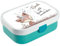 CreaDesign, Brotdose Kinder mit Fächern personalisiert Lunchbox Türkis mit Bento Einsatz, Brotbox mit Unterteilung Fuchs Indianer