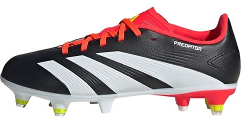 adidas Predator 24 League Soft Ground Boots, Scarpe da Calcio Unisex-Bambini, Core Black/Cloud White/Solar Red, 37 1/3 EU