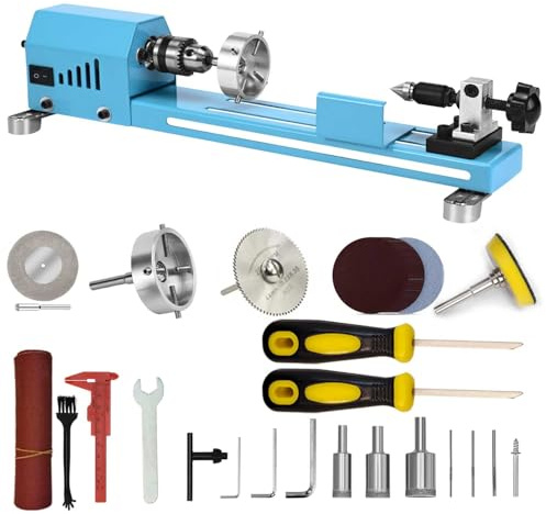 Tornio in legno, mini macchina per tornio multiuso, taglio tornio, lucidatura, kit di utensili per tornio professionale