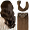 Sindra Clip in Extensions Echthaar Real Human Hair Haarextension Echthaar Braun Haarverlängerung 35cm 6pcs 100g Remy Clip in Hair Extensions Natürlich C#4 14 Zoll