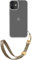 ZhinkArts - Handschlaufe mit Handyhülle kompatibel mit iPhone 12/12 Pro - Handykette zum Umhängen - Band/Schnur abnehmbar - Clear - Taupe - Beige