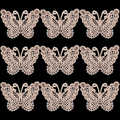 PAGOW 25pcs Ivory Butterfly Crochet Lace Doily, Dessert Pad