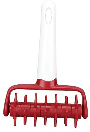 Pizza Dough Hole Puncher, Pastry Dough Hole Maker, Pizza Dough Docker Roller, Prevent Blistering DensePizza Docking Tool with Spikes for Making Pizza, Pastry, Pie, Cookies(Red)