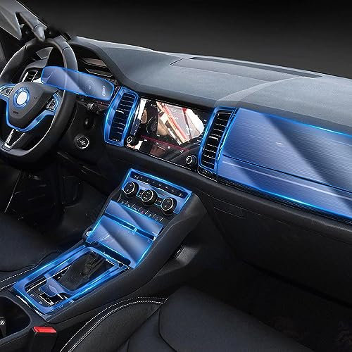PACSCI Autoinnenraum Mittelkonsole Transparentes TPU Schutzfolie Kratzfest Reparaturfolie Zubehör,Für Skoda Kodiaq GT 2017-2023