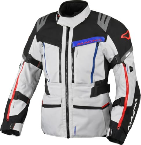Macna Chieftane wasserdichte Motorrad Textiljacke, hellgrau/schwarz, 3XL