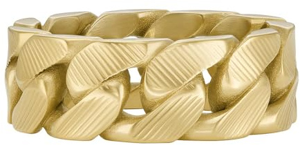 Fossil Herrenring Harlow Linear Texture Chain Edelstahl goldfarben, JF046997108
