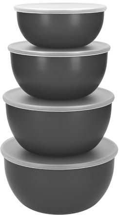 KitchenAid Set di ciotole per la preparazione dei pasti 4pc con coperchi - Grigio antracite