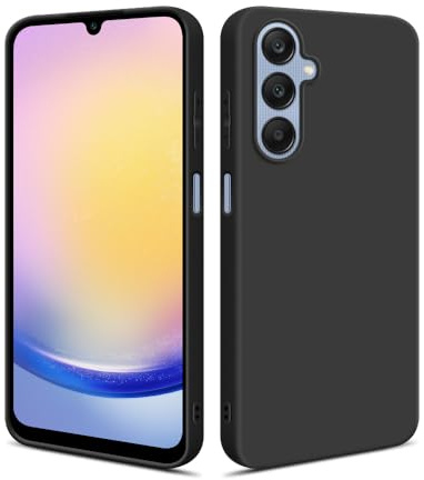 HSP Coque pour Samsung Galaxy A25 5G, Protection Silicone, Case, Noir | Antichoc, anti-rayures, anti-traces, découpes précises, bords surélevés, caméra protégée, étui téléphone portable