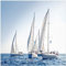 Wallario Glasbild Segelschiff auf dem Meer - 50 x 50 cm Wandbilder Glas in Premium-Qualität: Brillante Farben, freischwebende Optik