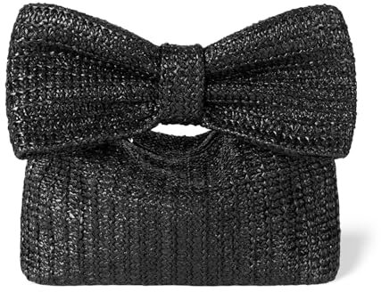 EVEOUT Clutches de Paja para Mujer Bolso con Lazo Tejido Clutches de Paja para Bodas Fiesta Bolso de Vacaciones en Playa