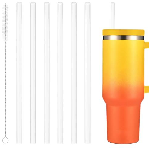6PCS Stanley Cup Straw,Stanley Straw Easy to Clean,Transparent Straw, Replacement Straws for Water Bottles,Reusable Stanley Cup Straw Replacement,Compatible with 30oz/40oz Cup(12in/30cm)