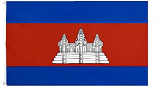 Stormflag Flagge Kambodscha, 90 x 150 cm, 90 g Polyester, 2 Ösen, poröse Ecken, aus Metall und Doppelnadel