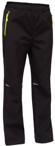 MEILONGER Jungen Mädchen Schneehose Skihose Wanderhose Wasserdicht Softshellhose Outdoorhose Winddicht Warm Snowboardhose Kinder Winter Trekkinghose (Schwarz 146)