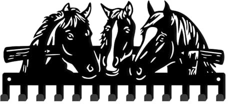 SUPERDANT Schlüsselhalter Mit Pferdemotiv Wandhalterung Schlüsselaufhänger Mit Bauernhoftieren 13 Haken Bauernhaus Schlüsselhalter Schlüsselleiste Schlüsselhaken Für Hundeleine Schlüssel Organizer