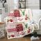 Homewish Weihnachtsdecke 150x200, Weihnachtsbaum Weihnachtsmann Hirsch Fleece Decke Rot Büffelkaro Karo Fuzzy Decke, Winter Urlaub Sherpa Decke Schneeflocke Dekor, Rot Grün
