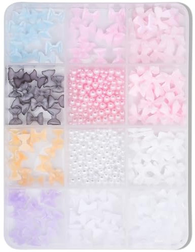 12 Grids 3D Bows Nails Art Bowknot Resin Mixed Shape Nails Art Nails Art Decoration For Party