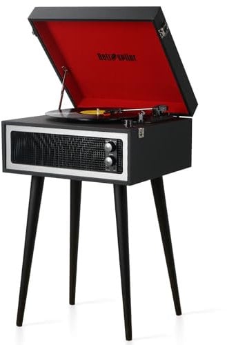 Giradischi a 3 Velocità, Giradischi Bluetooth con Altoparlanti Integrati e Gambe staccabili, Riproduzione USB e Registratore USB in Vinile (Nero)