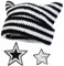ZOCONE Mütze Mit Ohren Cat Beanie Damen Mütze Katzenohren Strickmütze mit 2-Sterne-Stickaufkleber Winterwarme, Dehnbare Wintermütze für Damen (Schwarz und Weiß)