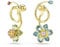 Swarovski Idyllia Drop-Ohrhänger, Asymmetrisches Design, Verschiedene Schliffe, Blume, Mehrfarbig, Goldlegierungsschicht