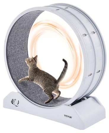 VEVOR Ruota per Esercizi per Gatti, Grande Ruota per Correre con Freno di Sicurezza e Pista in Moquette, Tapis Roulant per Gatti, Ruota per Esercizi da Interno per Animali Domestici, Bianco 800 mm