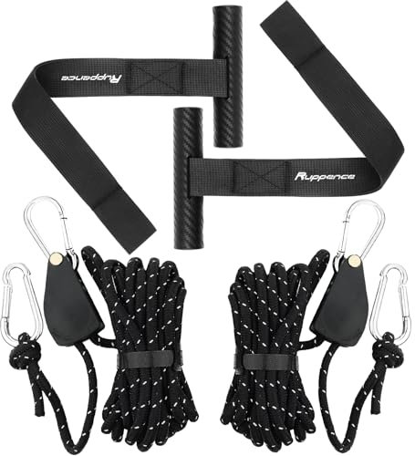 2 passanti rapidi per cofano con manico antiscivolo e 2 cinghie a cricchetto resistenti con gancio regolabile per puleggia, cinghia a cricchetto con gancio in metallo rinforzato per fissare canoa