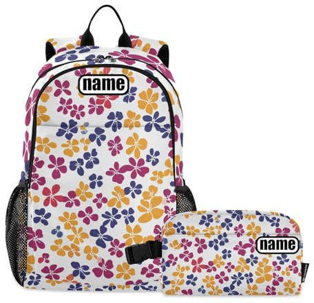 tplaotee Colorida mochila Calico con lonchera para niños, personalizable, mochila escolar con lonchera para niños de 8 a 10 años, Colorido Calicó, 1 size