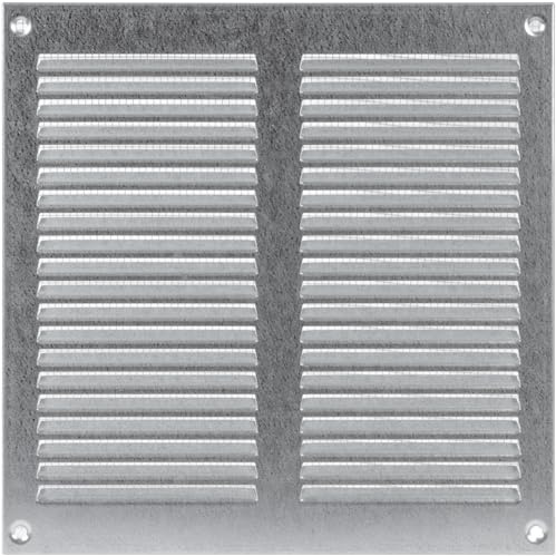 Vent Systems 200 x 200 mm Lüftung Gitter - Abdeckung Verzinktem Stahl – Metall Luftrücklaufgitter mit Fliegengitter – Belüftungsgitter für Wand & Decke – Innen & Außen – Abluftgitter