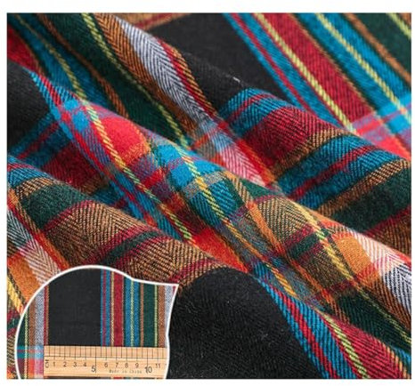 AMateschitz Karierter Baumwollstoff Tartan Stoff aus 100% Baumwolle Karo Muster Baumwolltuch Weihnachten Plaid Stoffpakete Patchwork Quadrate Meterware für Nähen Quilt DIY Bunt 1M*150CM