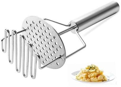 Schiacciapatate in acciaio inox, schiacciapatate di alta qualità, con manico lungo, strumento da cucina per purè di patate, frutta e verdura, lavabile in lavastoviglie