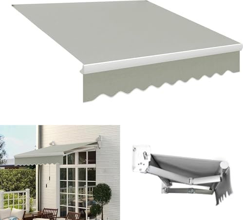 Grey 4m x 3m Patio Awning Manual Garden Canopy Sunshade Retractable Shelter Outdoor Shade Thickened and enlarged aluminum alloy