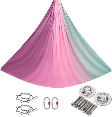 PRMTYUP Yoga-HäNgematte, Lufttuch-Tragetuch, Luftyoga-StäNder FüR Akrobatik, Yoga-Handtuch Zum AufhäNgen, Akrobatik-Tuch, Yoga-Schaukel Mit Hochelastischem Stretching-Band,20,5 * 2.6m