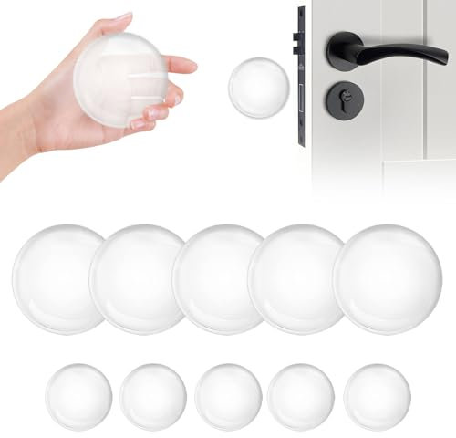 Door Stopper Anti Slam, 10Pcs Wall Door Handle Stopper, Silicone Transparent Round Wall Protector, Self-Adhesive Door Stops Door Handle Bumper Pads for Wall, Fridge, Cabinets (1.57in, 3.15in)