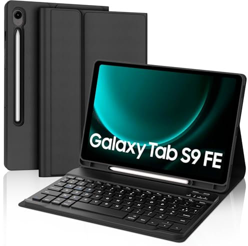 WAVATA Clavier pour Samsung Galaxy Tab S10 FE 2025/S9 FE 10.9/S9 11 2023, Étui Clavier pour Samsung Tab S9 FE 2023 Bluetooth Magnétique Détachable Français AZERTY Layout, Noir