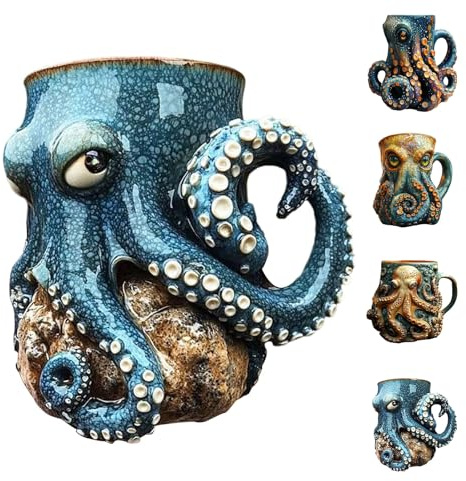 Generisch Inspired Pirate Tankard, 3D Octopus/Kraken Design Beer Mug for Bar Restaurant Home, Dragon Collector Themed Party Decoration Drinkware Gift for Men,Medieval Pirate Beer Cup (D)