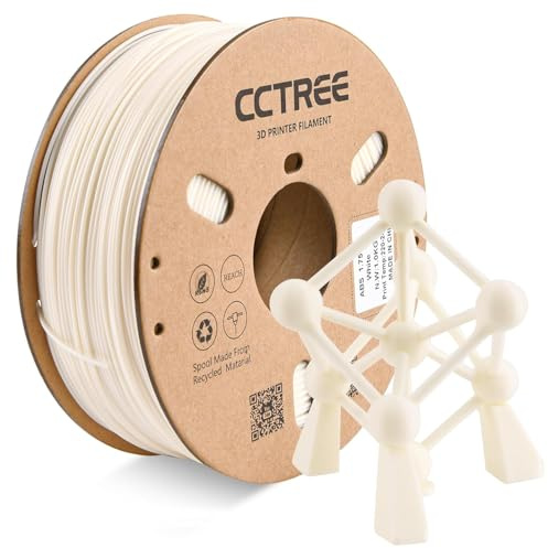 CCTREE 3D Drucker ABS+ Filament 1.75mm, 1KG Spool (2.2 LBS), Weiß | Dimensional Accuracy +/- 0.03mm, Strong, Durable, Heat Resistance, Excellent Toughness 3D Drucker Filament ABS Plus