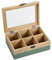 Kesper® | Tee-Box, Material: FSC®-zertifizierter-Bambus – 6 Fächer – mit Sichtfenster & Retro-Verschluss – Teebox zur Aufbewahrung, Maße: 21,5x15x8,5 cm – ohne Tee, Farbe: Grün-Natur | 58941
