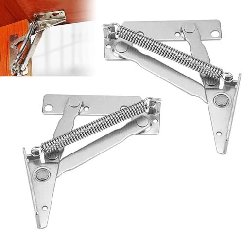 1 Pair Lift Up Flap Top Hinge, 80 Degree Folding Spring Hinges with 12 Screws, 4kg Loading Sofa Bed Lifting Hinges, Heavy Duty Lift Up Hinge for Wardrobe, Cupboard, Furniture Industry Standard