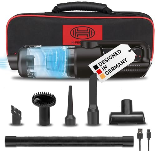 HEYNER® Aspirateur à Batterie - 16.000 Pa, 2 Vitesses, Moteur sans balais, Filtre en Acier HEPA Lavable, Fonction souffleur de poussière, Sac et câble de Recharge Inclus I Aspirateur à Main