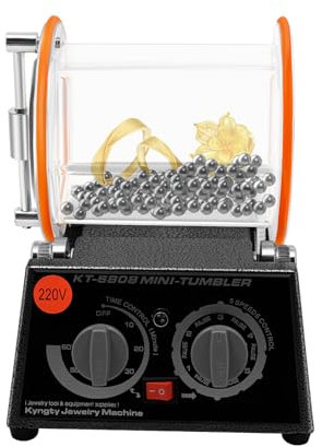 Fyssnn Jewelry Polisher Tumbler & Polishing Beads Rock Tumbler 3Kg/6.61Lbs Capacity, 5-Speed & Timer, for Jewelry Rocks Metals Stone Polishing