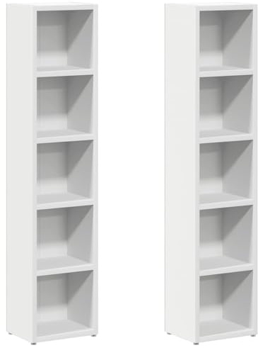 Homgoday CD-Regale 2 STK. Weiß 21x16x93,5 cm Holzwerkstoff CD-Schrank Model802696