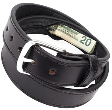 Ceinture Porte Monnaie en Cuir pour Hommes | Ceinture de Sécurité avec Poche Invisible,Accessoires de Sécurité pour Stockage Dissimulé d'argent, Reçus, Valeurs, Cartes Mémoire, Clés en Tout