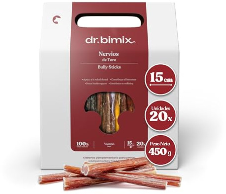 dr. bimix Bastoncini per Cani di Nervi di Toro | Snack Naturale Disidratato | Salute Dentale e Benessere | Alta Durezza | Senza Additivi - 450g (20 pezzi) | dr. bimix Bullnerve per il benessere del cane, elevata durezza, senza additivi, 1 confezione (20 pezzi)