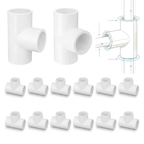 Raccordi per tubi a T, connettori per tubi in plastica PVC a 3 vie di qualità per mobili, raccordo per scaffali fai da te, struttura di supporto da giardino 12 pezzi (25mm)