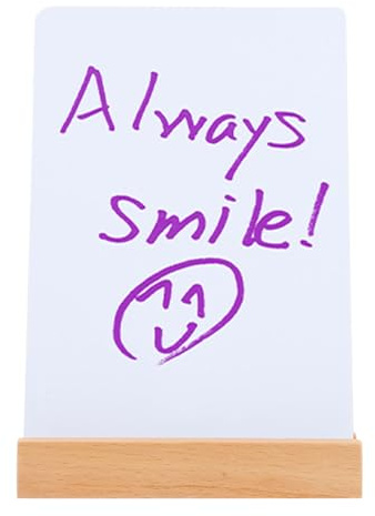 POPETPOP Notiztafel Whiteboard A6 aus PVC mit Holzsockel Wiederverwendbar Multifunktional für Büro Zuhause und Gastronomische Nutzung