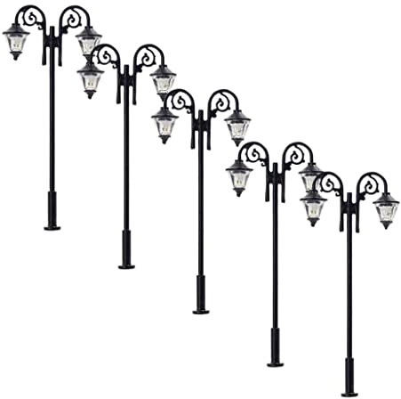 predolo Lot de 5 Lampadaires LED Blancs de 65 Mm pour Micro- Miniature de Train Ferroviaire Ho à L'échelle 1/87, avec éclairage LED 3V.