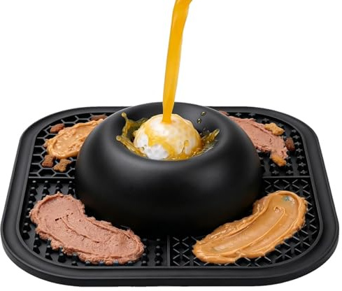 Leccante per Cani con Pallina Rotante Arricchimento In Silicone Antiscivolo | Tappetino da Leccare 2 in 1 per Cani Per Cani e Gatti di Ogni Taglia, Cibo Umido, Yogurt, Purè di Carne