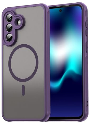 Wigento Magnetische Hülle für Samsung Galaxy A26 5G, Kompatibel mit MagSafe, Vollständig Kameraschutz, Durchsichtig Matt Rückseite Stoßfeste Handyhülle (Lila)