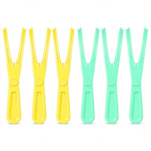 FOCJUK 6 Piezas Soporte hilo dental reutilizable, soporte de repuesto, tenedor de hilo dental para limpieza dental, tenedores interdentales, portátil, para limpieza interdental de dientes