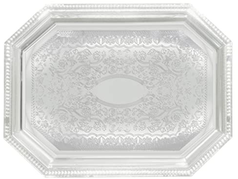 Winco Serving Tray, Octagonal, 12 x 17, Chrome Plated