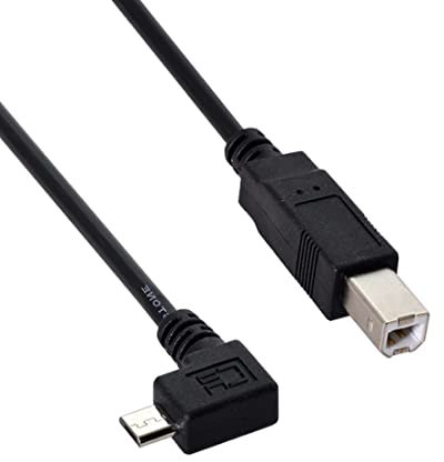 chenyang Micro USB vers USB Type B OTG câble de disque dur pour imprimante coudé à gauche à 90 degrés 0.6M
